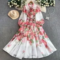 Robe élégante en mousseline de soie à col en V pour femme, coupe ajustée, manches longues, design printemps-automne, occasion spéciale
