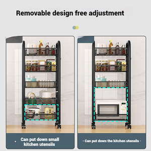 Çok fonksiyonlu sebze ve meyve rafı zemin depolama kafesleri ile çok katmanlı hareketli mutfak rafı ev depolama el arabası - Product Image 5
