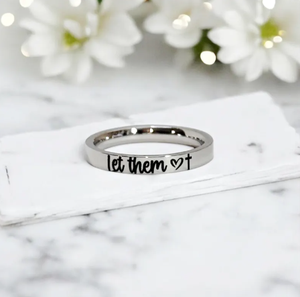 Laissez-les anneau Self Care Empowerment Gift Motivational Jewelry Inspirational Gravé Cross Her Self Love Encouragement - Product Image 5