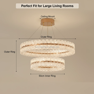 Lámpara de Araña Moderna para Sala de Estar, Estilo Medio Oriente, 50+80cm, Diseño Único de Doble Anillo, 200W, Iluminación Ultrabrillante, 2026 - Product Image 2