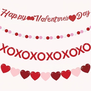 DAMAI Decoración para el Día de San Valentín, Set de Guirnaldas con Letras de Corazón, Banderines Colgantes para Fiestas, Decoración Romántica para Días Festivos, Guirnaldas de Papel - Product Image 1