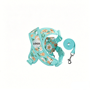 Adjustable No Pull Floral Print Dog Harness Set, Breathable Soft Mesh <b>Pet</b> Vest with <b>Leash</b> for Small Medium Dogs - Product Image 2