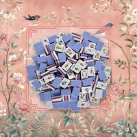 Jeu de Mahjong américain gravé à 4 couches de 1-7/16 pouces, 160 tuiles bleu bleuet avec tapis Autumn Meadow