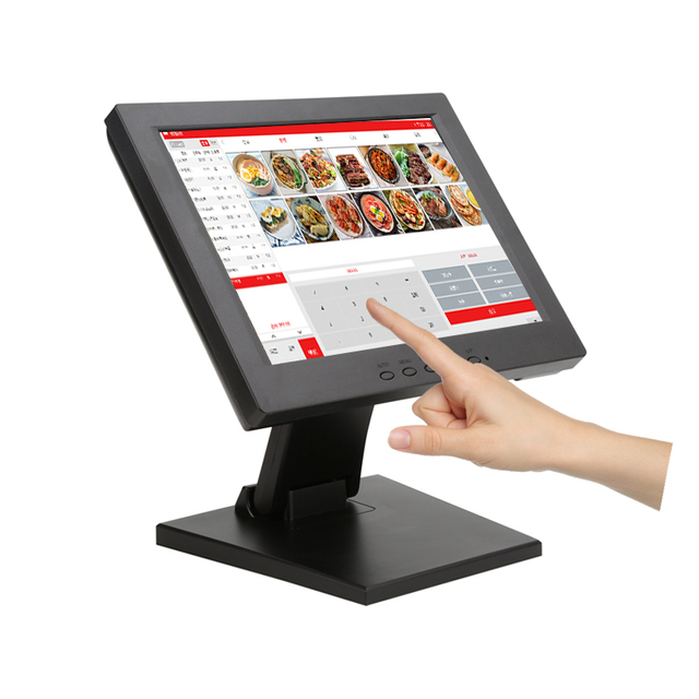 12 Inch Industrial Monitor USB or RS232 Optional Black Capacitive Touch Monitor