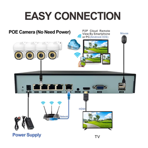 Kit de caméra de sécurité domestique Tseye avec vision nocturne couleur, étanche IP66, détection humanoïde, 4 canaux, 8MP, PoE, IP, PTZ, NVR, caméra réseau CCTV - Product Image 2