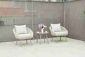 Modern Outdoor Aluminum Rope Coffee Set <b>Garden</b> Furniture with Stacked <b>Table</b> and Chair for Leisure & Entertaining - Product Image 2