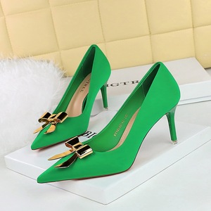 <span class=keywords><strong>BIGTREE</strong></span> Escarpins Femme Tendance Été à Talons Hauts Bout Pointu Nœud Métallique Antidérapants en Soie Plateforme Hauteur Talon 7.5cm Automne - Product Image 3
