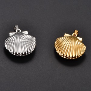 Collier pendentif médaillon photo en acier inoxydable en forme de coquillage pour femmes et hommes, avec cadre pour photos, breloques, chaîne, accessoire de bijoux en métal DIY - Product Image 5