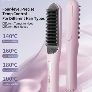 Brosse lissante pour cheveux, ions négatifs, 2 en 1, peigne chauffant <span class=keywords><strong>anti</strong></span>-frisottis, outil de lissage et de bouclage pour salon et usage domestique - Product Image 2