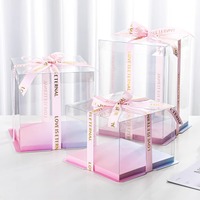 Pochettes biodégradables personnalisées noires transparentes de 6 pouces avec poignée gaufrée et ruban simple/double à volants pour cadeaux de luxe, pâtisseries et anniversaires