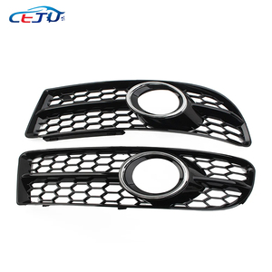 Brillant noir argent ABS nid d'abeille voiture pare-chocs avant grilles latérales Grille antibrouillard capuchons pour <span class=keywords><strong>Audi</strong></span> A4 <span class=keywords><strong>S4</strong></span> <span class=keywords><strong>B7</strong></span> 8E 8H 2005-2007 - Product Image 4