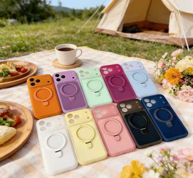 Wholesale Luxury Designer 2026 BestSelling Popular Shockproof Phone Case with Magnetic Wireless Charging Metal Ring Stand