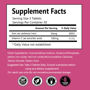 Complément de fer à marque privée OEM avec vitamine C |   Complément alimentaire pour l'énergie et la santé du sang |   ODM disponible pour 90 comprimés - Product Image 2