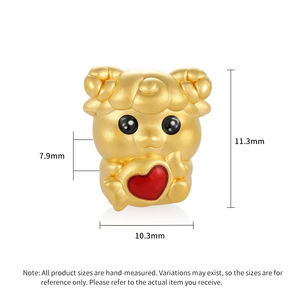 Chinese Zodiac culture <b>24k</b> micro-hard <b>gold</b> pure <b>gold</b> heart sheep-shaped <b>bracelet</b> beaded high-end <b>gold</b> jewelry - Product Image 4