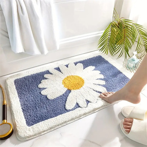 Alfombras de Baño Afelpadas de Poliéster, Lavables, Suaves y <span class=keywords><strong>Cómodas</strong></span>, con Diseño Floral, Absorbentes, Antideslizantes, Aptas para Mascotas, para Hogar y Hotel - Product Image 4