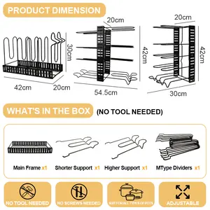 Gloway 8 Tiers verstellbarer Top flappen Aufbewahrung regal 3 DIY-Methoden Eisen Küchen organisator Küchen topf und Pfanne Organizer für Schrank