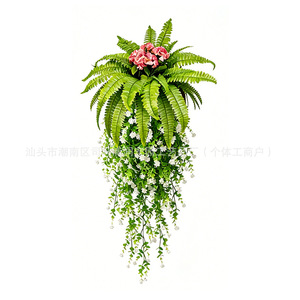 Bouquet de fougères artificielles suspendues Temu, plante verte en plastique pour décoration intérieure et extérieure - Product Image 5