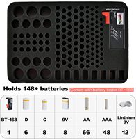 Étui de rangement pour piles résistant à l'eau personnalisé pour piles AA AAA C D 9V avec testeur de piles, boîte de rangement portable pour les voyages