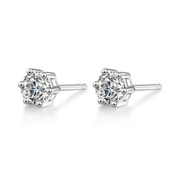 Boucles d'oreilles clous en argent sterling 925 avec diamants de laboratoire HPHT à dos plat – Boucles d'oreilles clous tendance