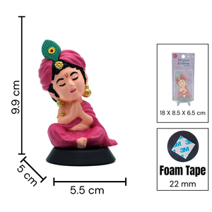 Hand-Painted Lord Krishna Idol (Natural Finish) Spiritual Decorative Showpiece for <b>Home</b> <b>Temple</b> Office Desk, Car Dashboard & Gift - Product Image 3