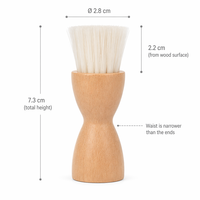 Brosse de nettoyage en crin de cheval naturel, manche en bois de hêtre, poils blancs, brosse compacte en forme de champignon