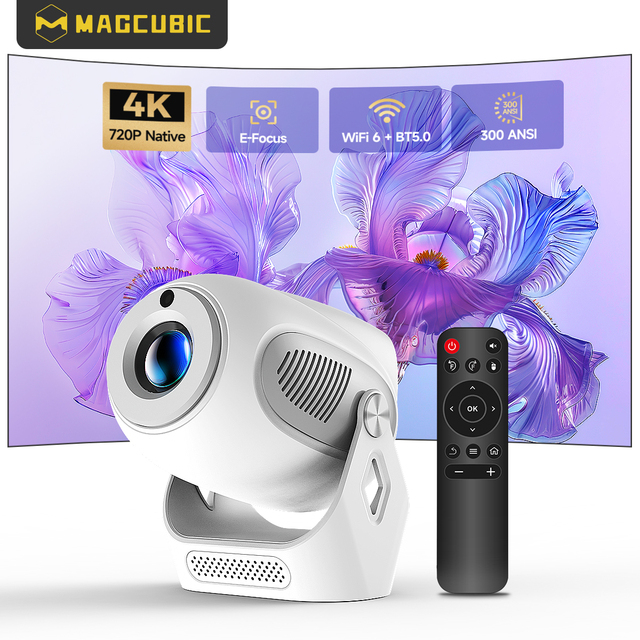 For 4K LED Mini Projector Android 11 300ANSI 8GB Storage Pocketable Portable Outdoor Theater HY300X