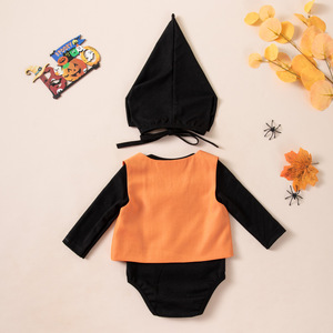 Set Completo Neonato Maschio Halloween: Tutina, Papillon, Gilet e Cappello <span class=keywords><strong>da</strong></span> Mago - Outfit <span class=keywords><strong>da</strong></span> Gentiluomo per Foto e Primo Compleanno - Ingrosso - Product Image 1