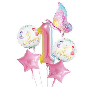 Palloncini in alluminio per festa di <span class=keywords><strong>compleanno</strong></span> ragazza digitale da 40 pollici con farfalla blu e rosa impostati per la configurazione delle Scene fotografiche. - Product Image 2