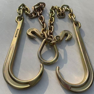 H-QUALITY G70 <strong>J</strong> <strong>Hook</strong> Tow Chain V Bridle with <strong>J</strong> <strong>Hooks</strong>,Grab <strong>Hooks</strong> for Flatbed Truck Trailer Safety Chains - Product Image 1