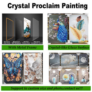 中国黄金供应商办公室装饰框架悬挂白花花卉水晶瓷画或不干胶艺术画 - Product Image 4