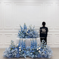 Nouvelle Composition Florale Artificielle Personnalisée SMS de 60 cm, Boule de Fleurs Bleues pour Centre de Table de Mariage et Décoration d'Événements
