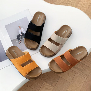 Sandales plates en daim pour femmes, mode, à fermeture velcro, confortables, pour la plage, décontractées, chaussures d'été - Product Image 2