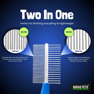 Peigne de toilettage double face pour chats et chiens, en acier inoxydable, à double denture, pour éliminer les poils lâches, les nœuds et les emmêlements - Product Image 5