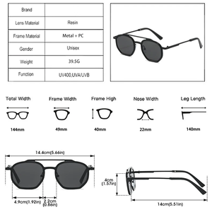 Custom Logo 2026 Vintage Men Women Double Bridges Polygon <b>Sunglasses</b> UV400 Blue <b>Gradient</b> Shades Metal Square Sun Glasses - Product Image 6