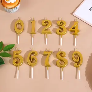 0 1 2 3 4 5 6 7 8 9 Birthday Cake Gilded Candle Decoration Number Children Happy Birthday Candle