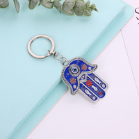Porte-clés et breloque de sac vintage en alliage de zinc, motif Hamsa, Moissanite, émail, poisson, fleur et œil protecteur, souvenir porte-bonheur, articles juifs