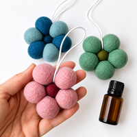 Diffuseur de parfum artisanal en feutre aiguilleté, écoresponsable, pour la maison et la voiture, boules de laine parfumées pour voiture