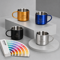 Mug à café personnalisé en acier inoxydable 2oz, bord de 5,5 cm, hauteur de 4,2 cm, échantillon rapide en 7 jours, emballage tout-en-un pour mariage, camping en plein air