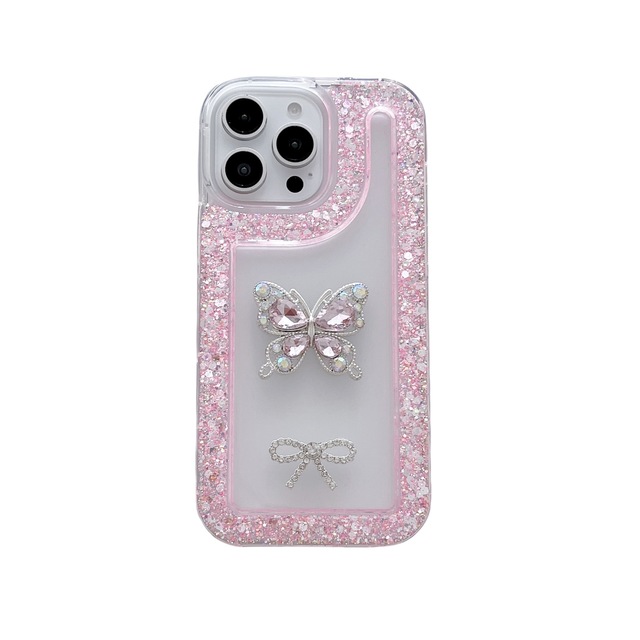 Sparkling Diamond Butterfly Phone Case for iPhone 16 15 Pro Max Protective Glitter Cover
