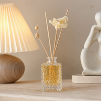 Flacon diffuseur de parfum d'ambiance en verre carré gaufré de luxe, vide, 100 ml et 150 ml