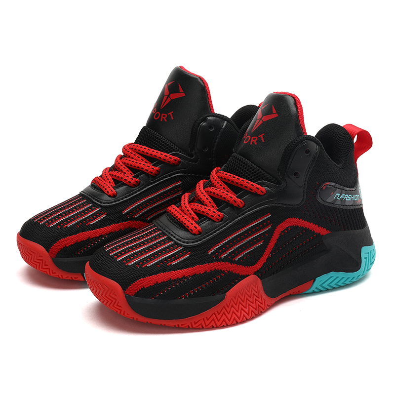 2021 Fly Knit OEM Breathble Cotton Anti-Skid Casual Basketball Children Children Shoes Sneakers