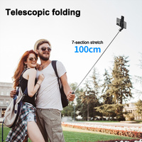 L02s Perche à selfie télescopique pliable sans fil en acier inoxydable de 1024 mm avec lumière d'appoint LED et fonction trépied pour appareil photo, rotation à 360 degrés