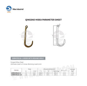 HIDEA <span class=keywords><strong>Crochet</strong></span> en J en acier super allié forgé à froid, trempé, électrogalvanisé, thermolaqué, facteur de sécurité <span class=keywords><strong>4</strong></span>:1 avec trou rond - Product Image 6