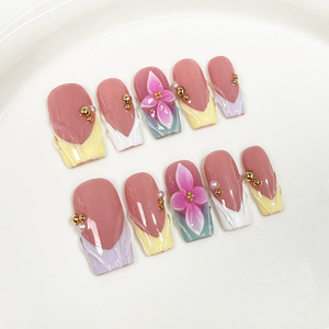 <span class=keywords><strong>Uñas</strong></span> Postizas <span class=keywords><strong>de</strong></span> Alta Calidad Hechas a Mano, Forma Cuadrada Mediana, para Fiestas, <span class=keywords><strong>Uñas</strong></span> Artificiales <span class=keywords><strong>de</strong></span> Lujo, Venta al Por Mayor - Product Image 4