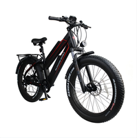Vélo de montagne électrique pas cher 750W 26 pouces avec batterie au lithium, moteur arrière sans balais, pneus larges, cadre en acier, freins à disque, pour adultes
