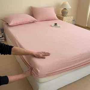 Drap-<span class=keywords><strong>housse</strong></span> en gaze froissée 100 % coton, doux, respirant, en coton lavé avec élastique pour l'été - Product Image 3