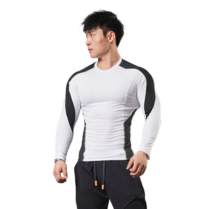 Nouveau Fitness personnalisé couleur Pure Compression à manches longues costume Fitness Compression chemises pour hommes vêtements d'entraînement de gymnastique - Product Image 1