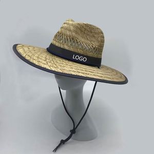 Promotional Adjustable Chin Strap Custom Your Own Logo Wide Brim Sombrero Sun Beach <b>Straw</b> <b>Hat</b> Custom Lifeguard <b>Straw</b> <b>Hat</b> - Product Image 3