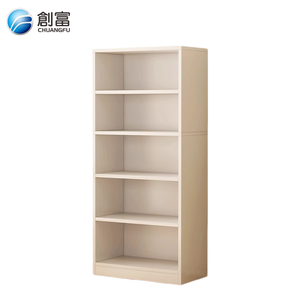Modern houten boekenkast op maat met 5 verstelbare planken en een achterpaneel van roestvrij staal voor thuiskantoor & woonkamermeubilair - Product Image 1