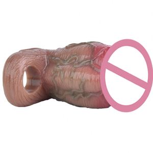 Manchon pénien réaliste en silicone souple SXXY avec design ouvert, sensation de peau du gland, extenseur de pénis pour hommes, pour retarder l'éjaculation - Product Image 3